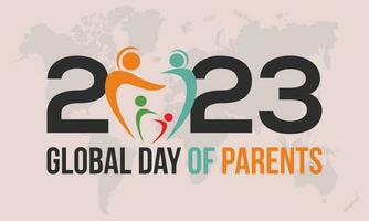 2023 Concept Global Day of Parents vector banner template illustration. Global family concept with love parents, child observed on june.