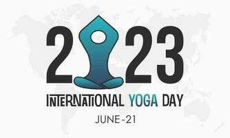 2023 concepto internacional yoga día sano aptitud con ejercicio medicación vector bandera modelo