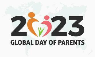 2023 Concept Global Day of Parents vector banner template illustration. Global family concept with love parents, child observed on june.