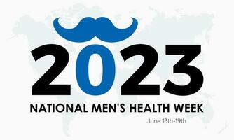2023 concepto nacional de los hombres salud semana salud conciencia vector ilustración bandera modelo.