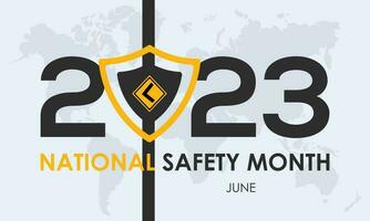 2023 Concept National Safety Month. International road safety prevention vector banner illustration template.