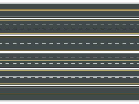 Highway road marking. Horizontal straight asphalt roads, modern street roadway lines or empty highways markings vector illustration set