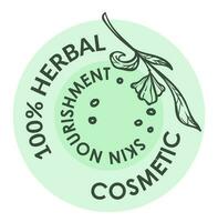 Herbal cosmetics, skin nourishment and care label vector