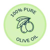 Pure and natural olive oil, logotype or emblem vector