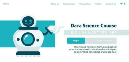 datos Ciencias curso, firmar en y obtener descuento web vector