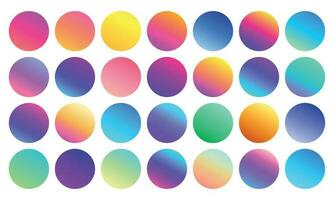 Vivid gradient spheres. Minimalist multicolor circles, abstract 80s vibrant colors and modern gradients sphere isolated vector set