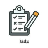 Tasks vector Fill outline Icon Design illustration. Time Management Symbol on White background EPS 10 File
