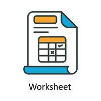 Worksheet vector Fill outline Icon Design illustration. Time Management Symbol on White background EPS 10 File
