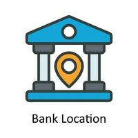 Bank Location vector  Fill  outline Icon Design illustration. Location and Map Symbol on White background EPS 10 File