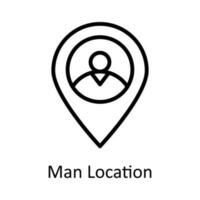 hombre ubicación vector contorno icono diseño ilustración. ubicación y mapa símbolo en blanco antecedentes eps 10 archivo