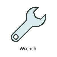 Wrench  vector  Fill outline Icon Design illustration. Work in progress Symbol on White background EPS 10 File