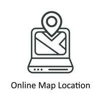 en línea mapa ubicación vector contorno icono diseño ilustración. ubicación y mapa símbolo en blanco antecedentes eps 10 archivo