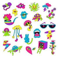 Doodles characters and images, creative drawings vector