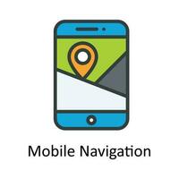 móvil navegación vector llenar contorno icono diseño ilustración. ubicación y mapa símbolo en blanco antecedentes eps 10 archivo