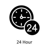 24 Hour vector  Solid Icon Design illustration. Time Management Symbol on White background EPS 10 File