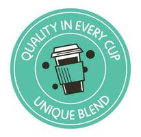Quality energy cup, unique blend, coffee label vector