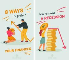 How to survive recession, 8 ways to protect money vector