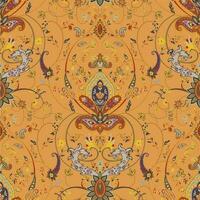 Paisley flora in blossom seamless pattern print vector