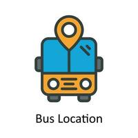 Bus Location vector  Fill  outline Icon Design illustration. Location and Map Symbol on White background EPS 10 File