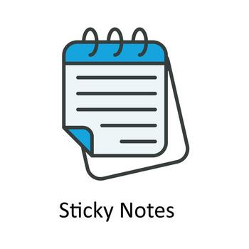 Sticky Notes vector Fill outline Icon Design illustration. Time Management Symbol on White background EPS 10 File