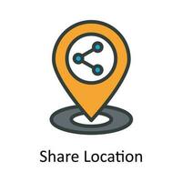 Share Location vector  Fill  outline Icon Design illustration. Location and Map Symbol on White background EPS 10 File