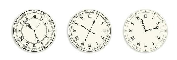 Old clocks and watches with vintage look design vector