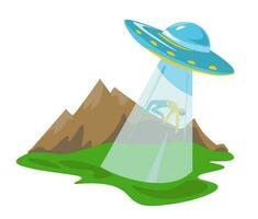 Conspiracy theory, aliens abducting people vector