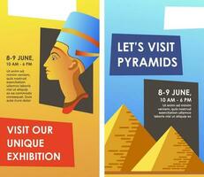 Visit our unique exhibition, pyramids excursion vector