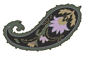 Blooming flowers, paisley ornament with leaves vector