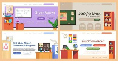 Web banner set for education abroad program offer vector