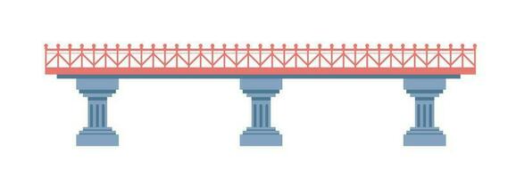 Simple bridge with pillars base and railing vector