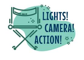 Lights camera, action, movie director or producer vector