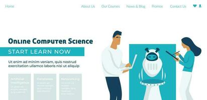 Online computer science, start learning now web vector