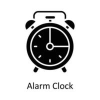 alarma reloj vector sólido icono diseño ilustración. hora administración símbolo en blanco antecedentes eps 10 archivo