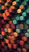 Abstract Geometric Pattern Background of Hexagon Shape, 3D Rendering. Technology. photo