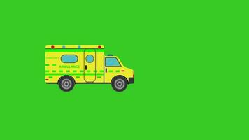 animado ambulancia verde y blanco pantalla, 3d animación video