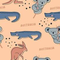 Australia animals, crocodile and koala prints vector