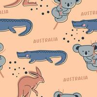 Australia animals, crocodile and koala prints vector