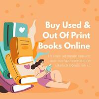 Buy used and out of print books online, banner vector