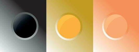 Set of gold, rose gold, black frame design. Abstract 3D circle backdrop for cosmetic product. Collection of luxury geometric background with copy space. Top view. EPS10 vector