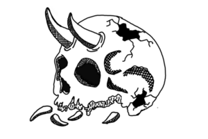 Demon Skull Line Art With Transparent Background png