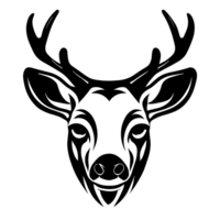 Deer face black and white icon clipart transparent background png