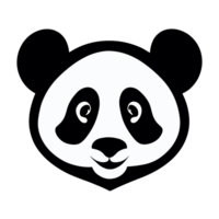 panda Preto e branco face ícone clipart transparente fundo png