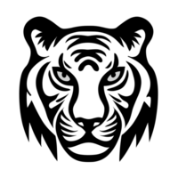 tigre visage noir et blanc icône clipart transparent Contexte png