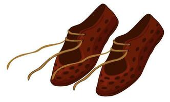 Ancient roman shoes with laces, old footwear boot vector