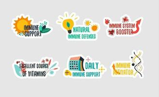 Sticker set for immune support product package vector