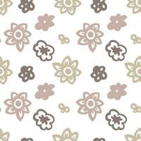 Blooming minimalist paisley flowers, pattern print vector