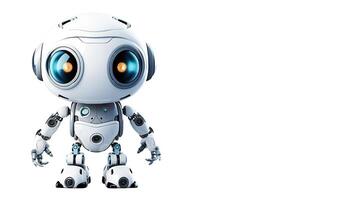 . Cute robot on white background photo