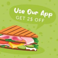 Use our application to get discount for sandwich vector