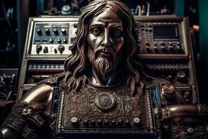 Vintage Artificial Intuitive in the form of Jesus Christ. photo